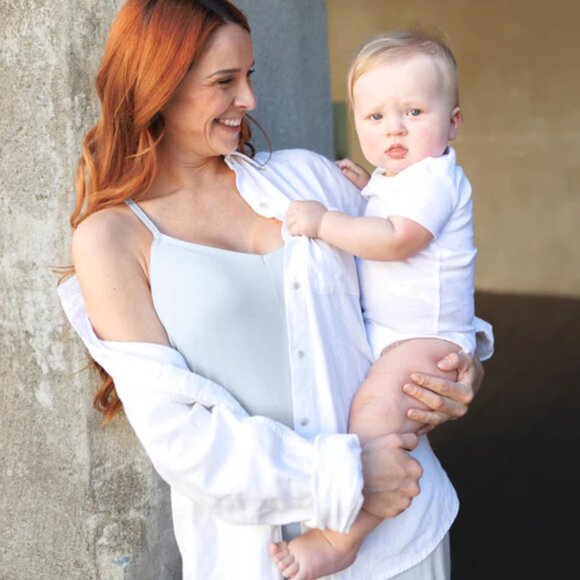 Kindred Bravely Charlie Maternity & Nursing Romper Size‎ Medium in French Blue - Picture 7 of 10